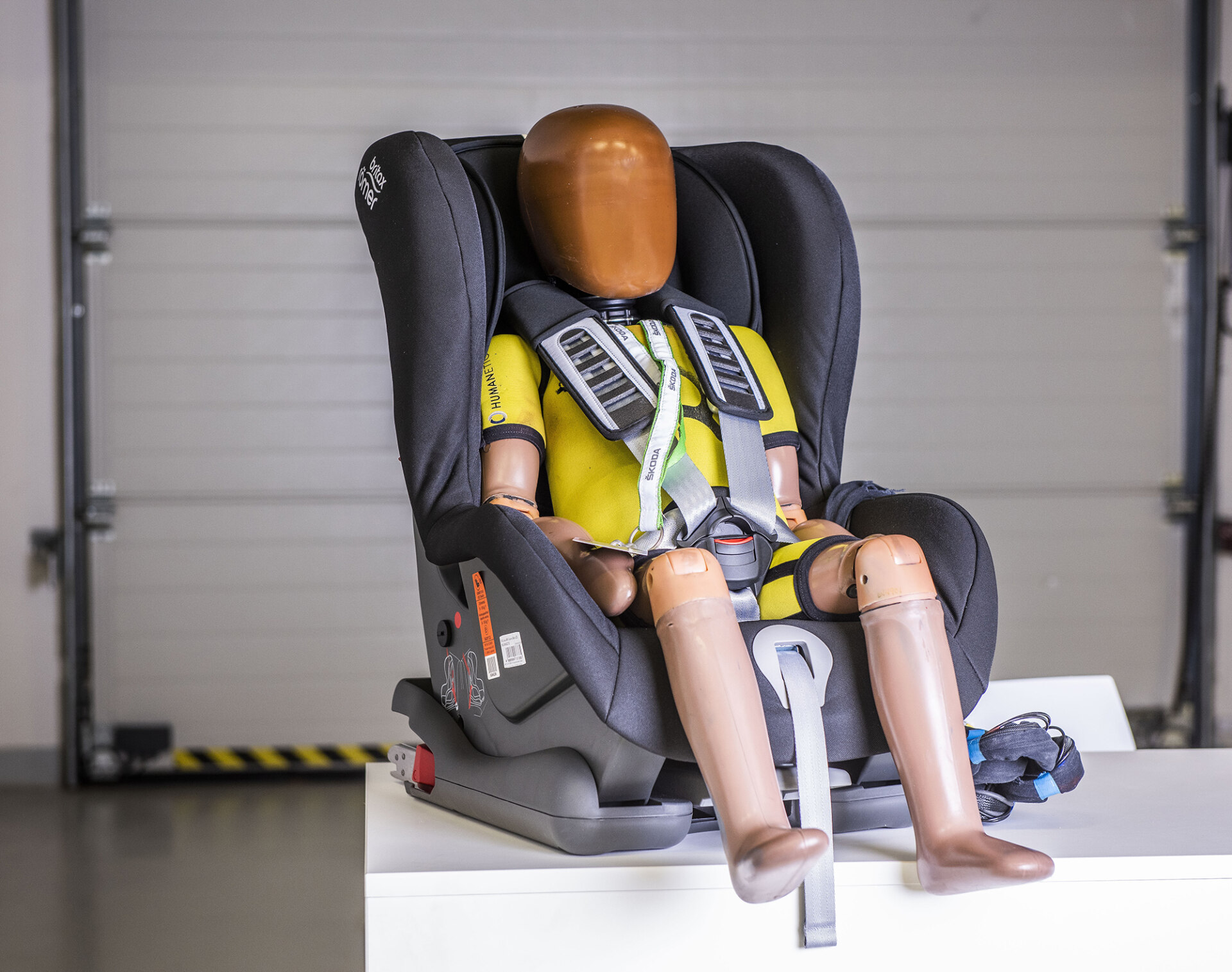 Child dummies range in age from 1.5 years to 3, 6 and 10